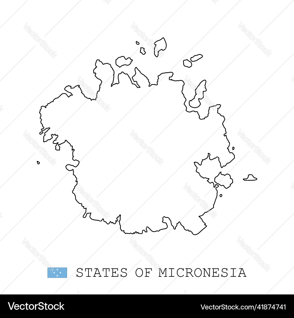 States of micronesia map line linear thin States of micronesia map line linear thin vector image