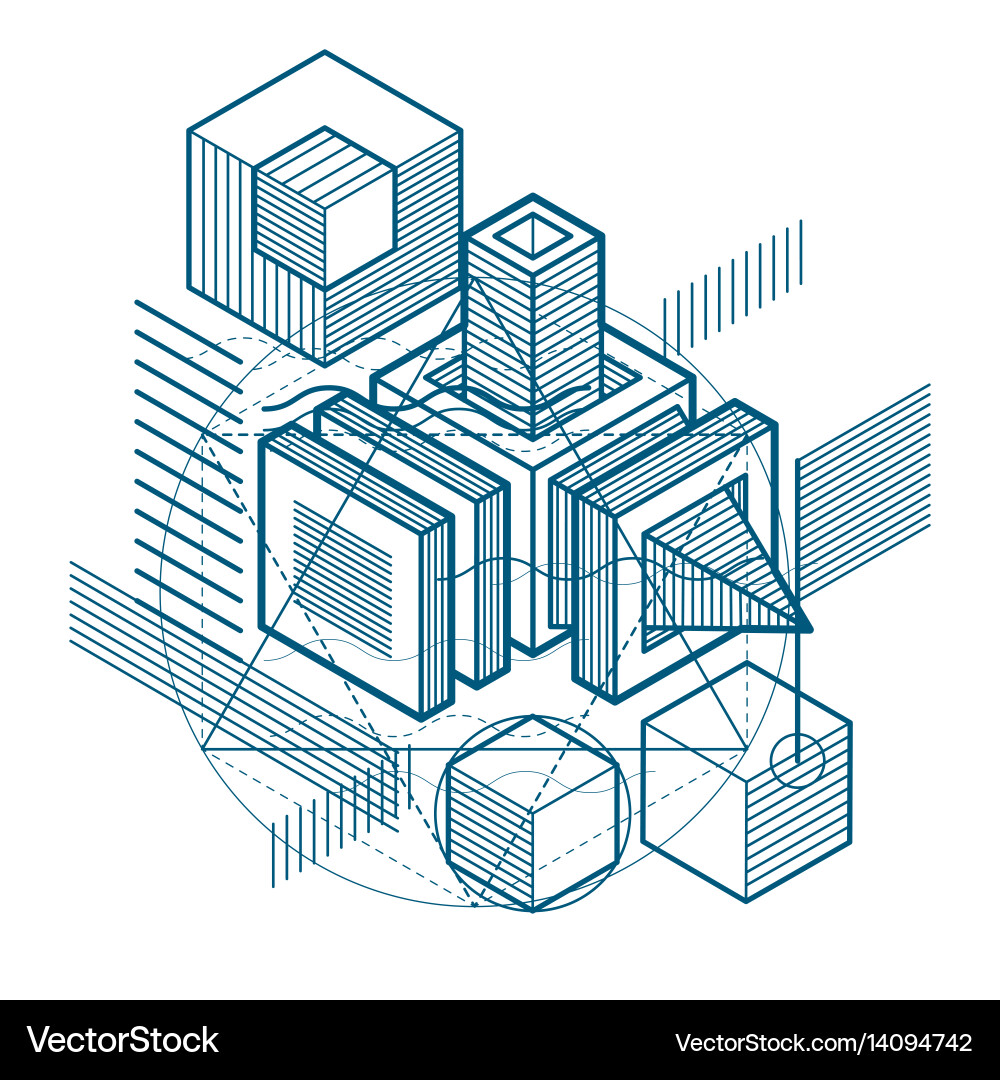 Background with abstract isometric lines Vector Image