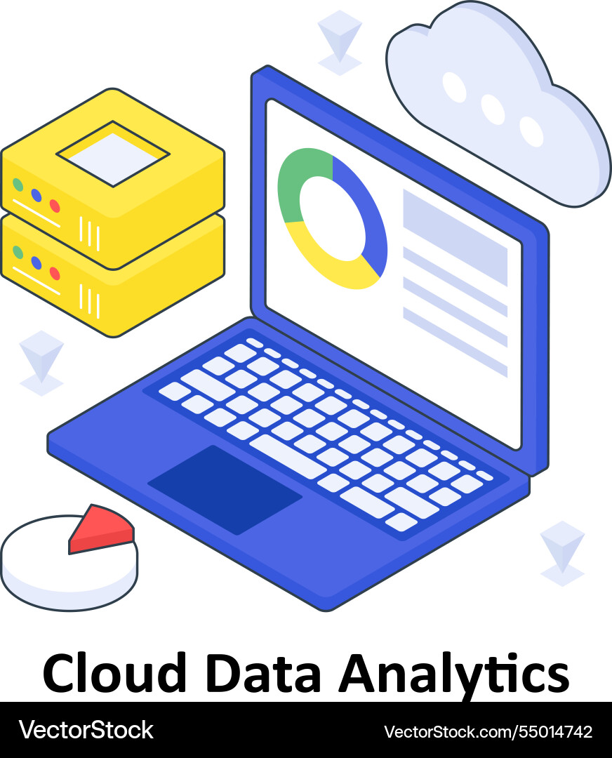 Cloud data analytics isometric colored vector image