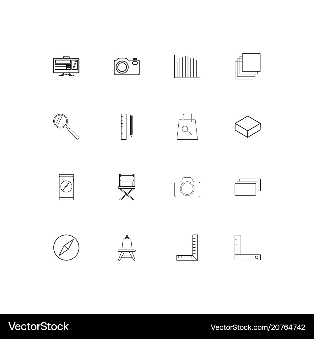 Creative process and design linear thin icons set Vector Image