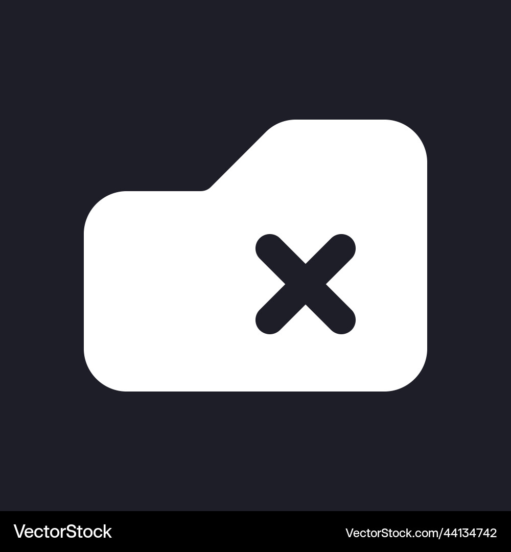 Delete from folder dark mode glyph ui icon Delete from folder dark mode glyph ui icon vector image
