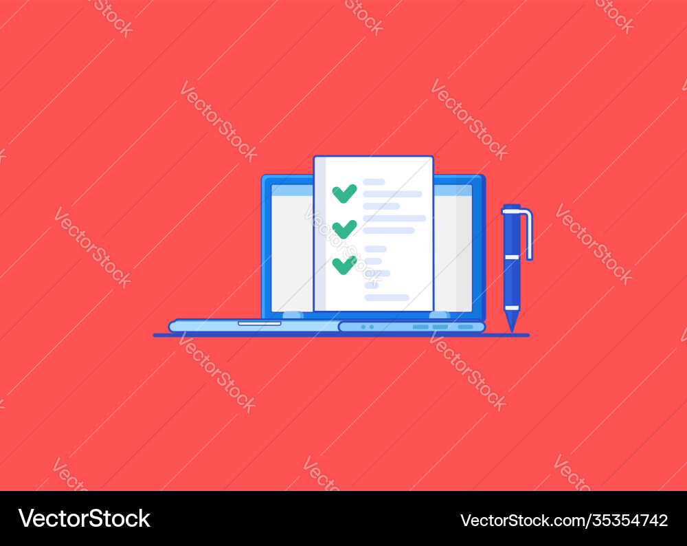 Display monitor with list and checkbox marks Display monitor with list and checkbox marks Vector Image