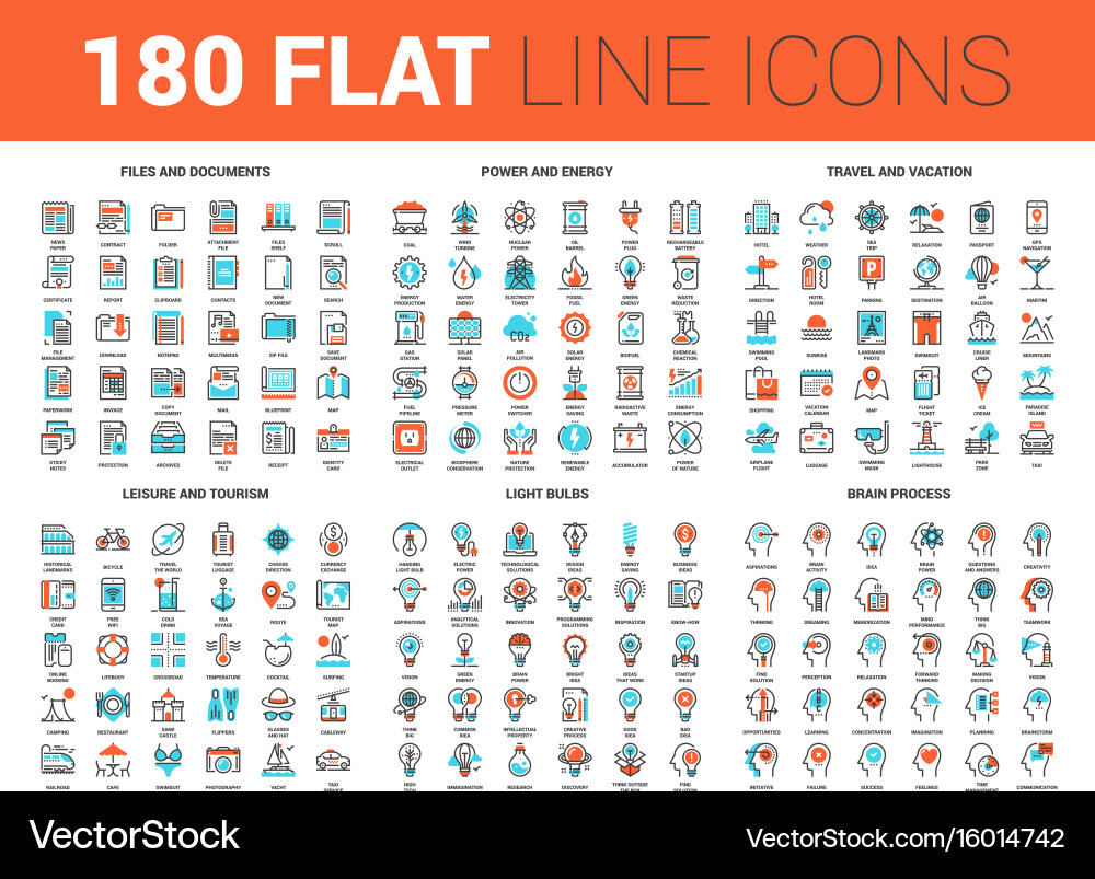 Flat Line Web Icons - Minimalist vector image