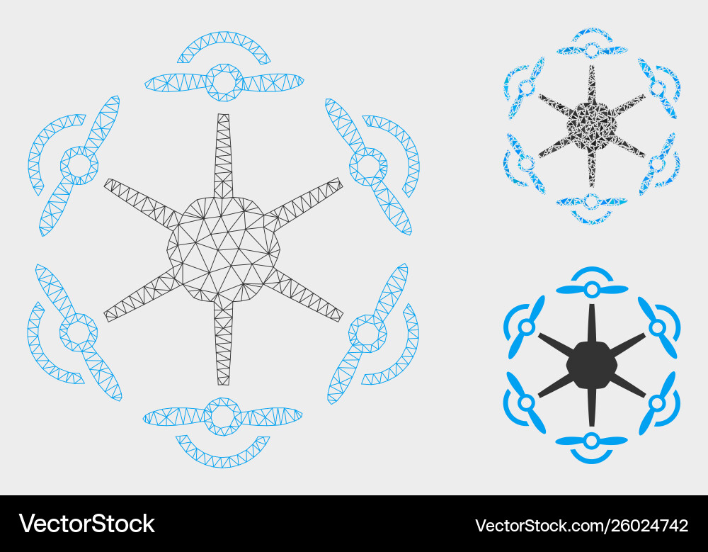 Flying hexacopter mesh network model Flying hexacopter mesh network model Vector Image
