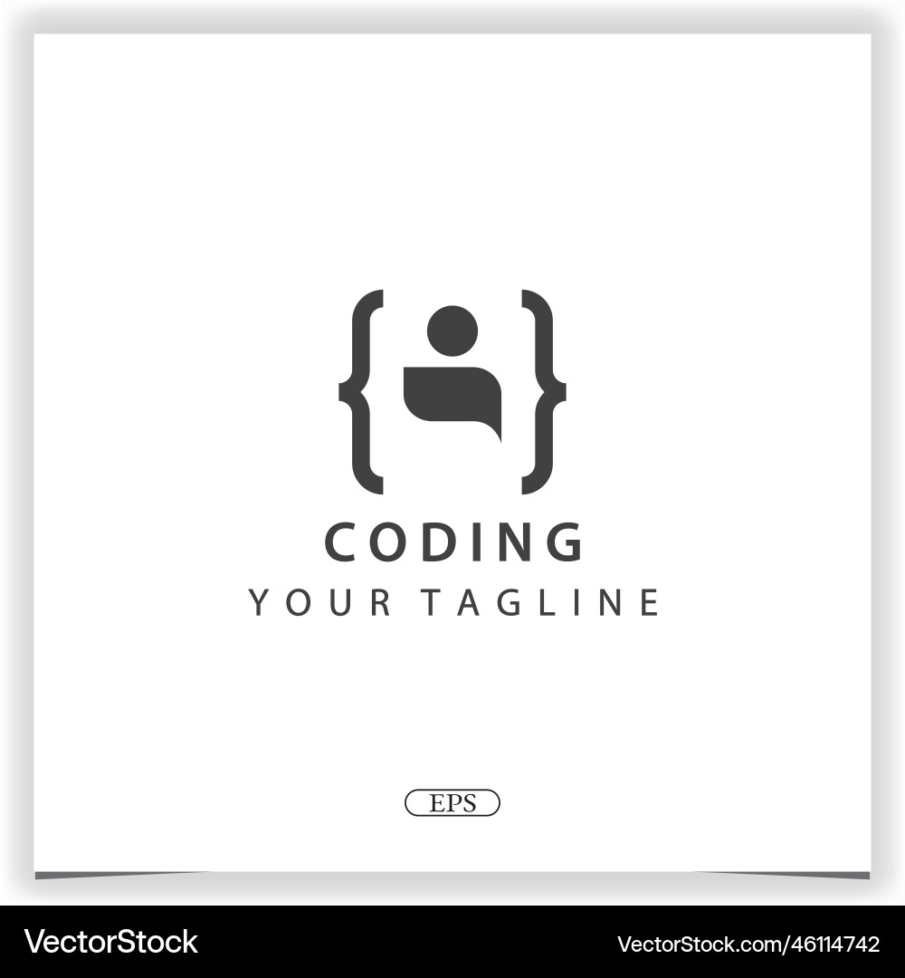 Human coding or programmer logo premium elegant vector image