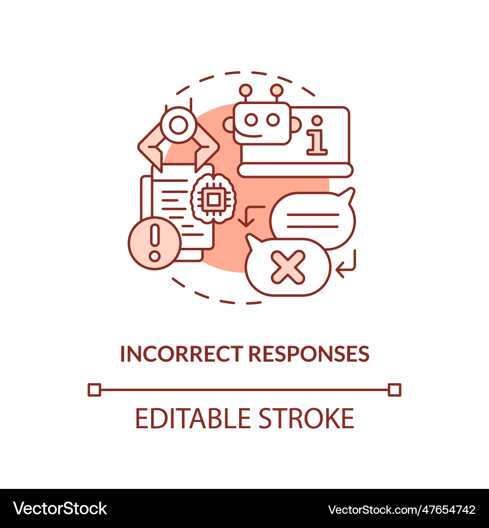 Incorrect responses gradient concept editable icon Incorrect responses gradient concept editable icon Vector Image