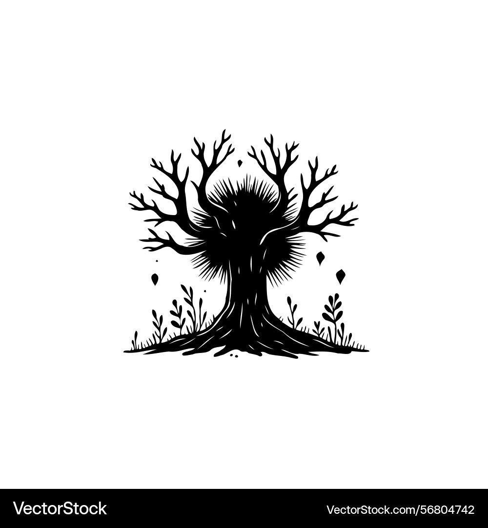 Monochrome displaying an abstract arboreal form Vector Image