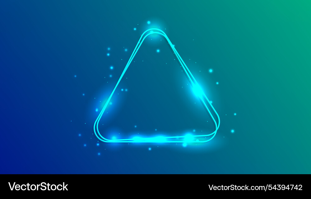 Neon rounded double triangle frame with shining Neon rounded double triangle frame with shining vector image