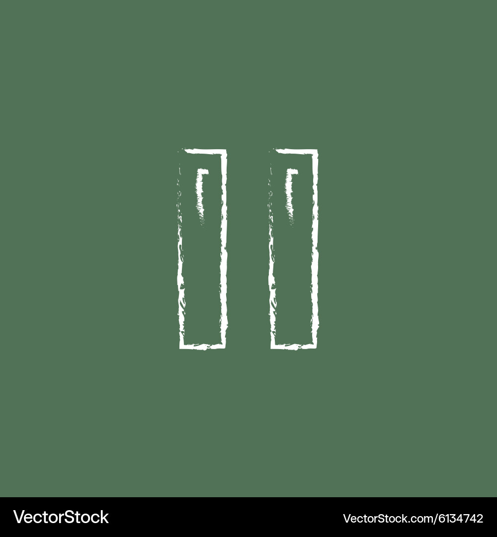 Pause button icon drawn in chalk vector image