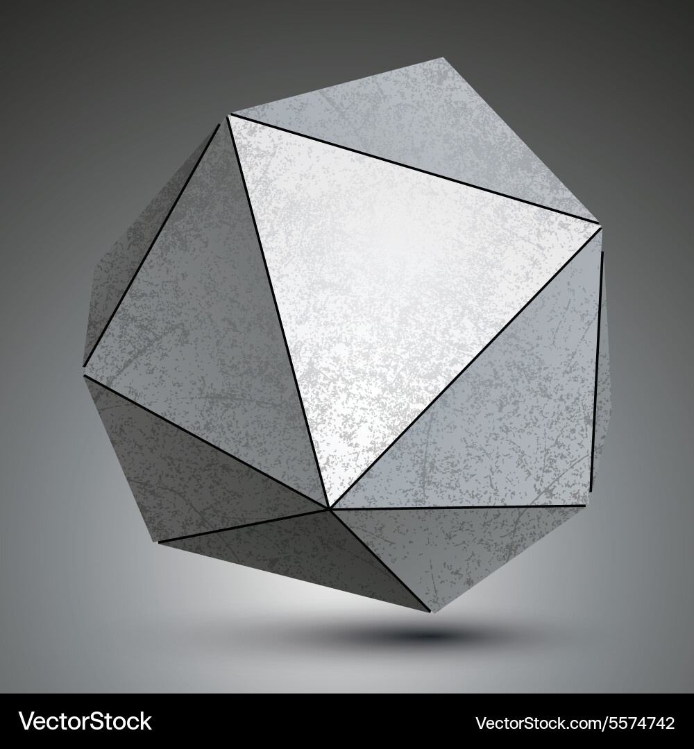 Polygonal metallic dimensional abstract object vector image