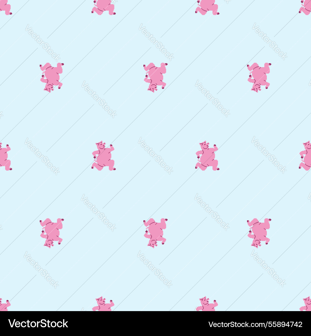 Running pig pixel art pattern seamless 8 bit Running pig pixel art pattern seamless 8 bit vector image