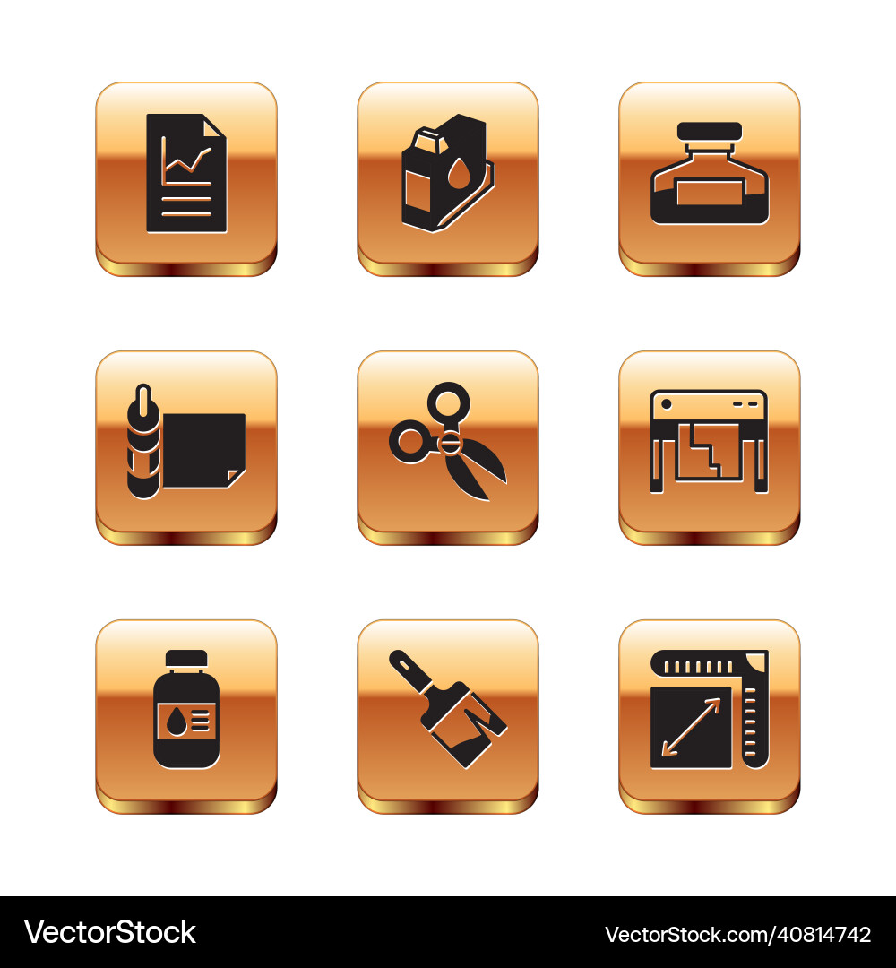 Set document with graph chart printer ink bottle Set document with graph chart printer ink bottle vector image