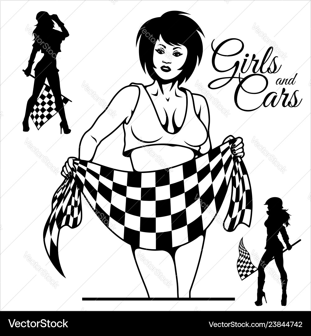 Street Racing sexy Sport Mädchen mit Start Street Racing sexy Sport Mädchen mit Start vektorbild