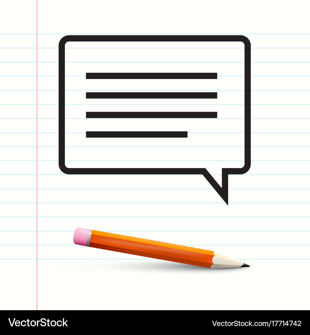 Text message on notebook paper with pencil vector image