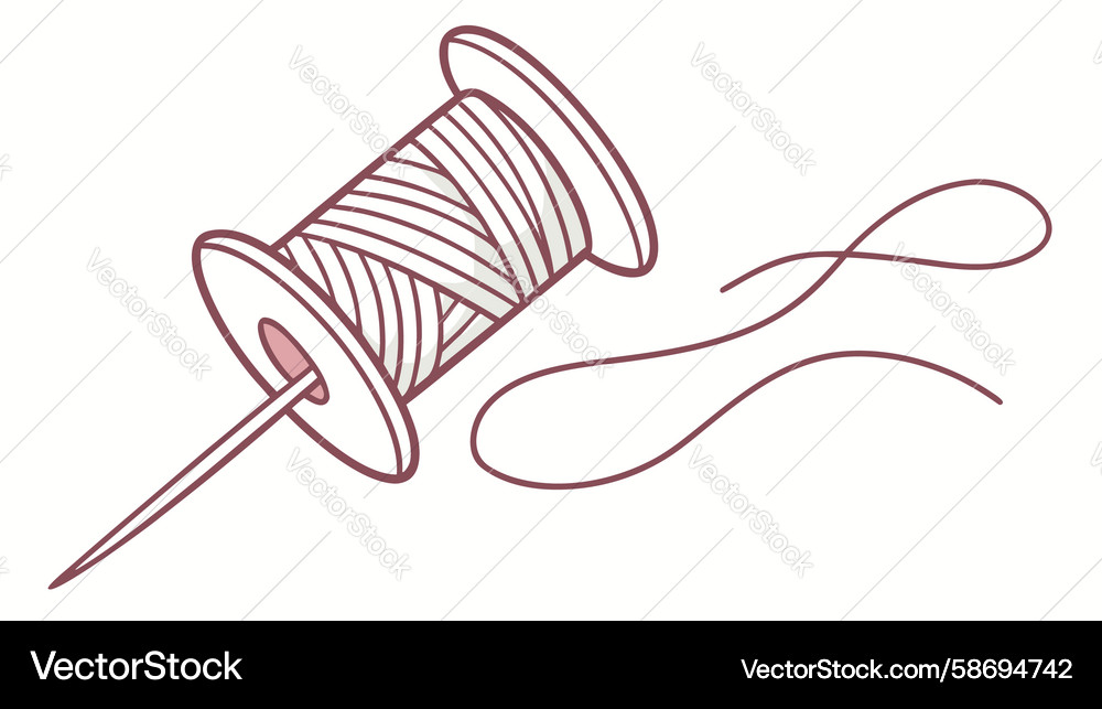 Thread Spool with Unfurling String Vector Image