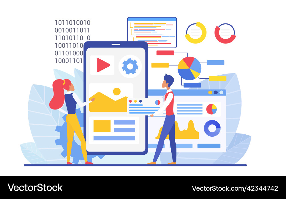 Website building and optimization process vector image