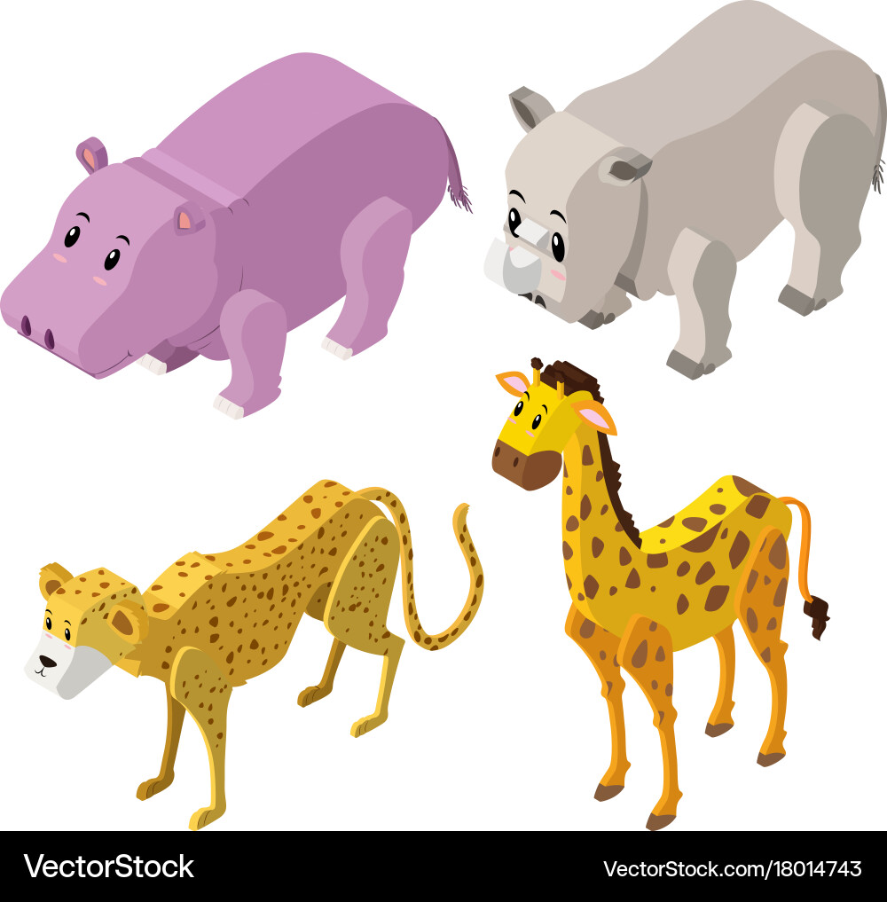 3d design for different types of animals Vector Image