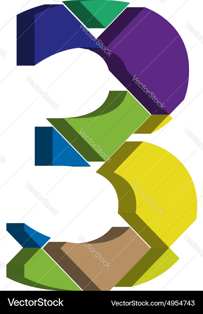 3d font number 3 vector image