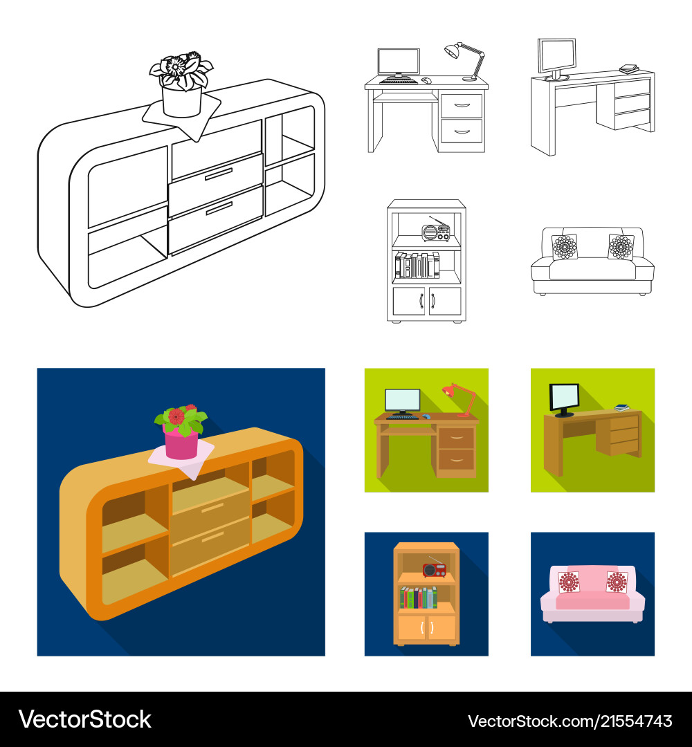 A shelf with flower desk computer Vector Image