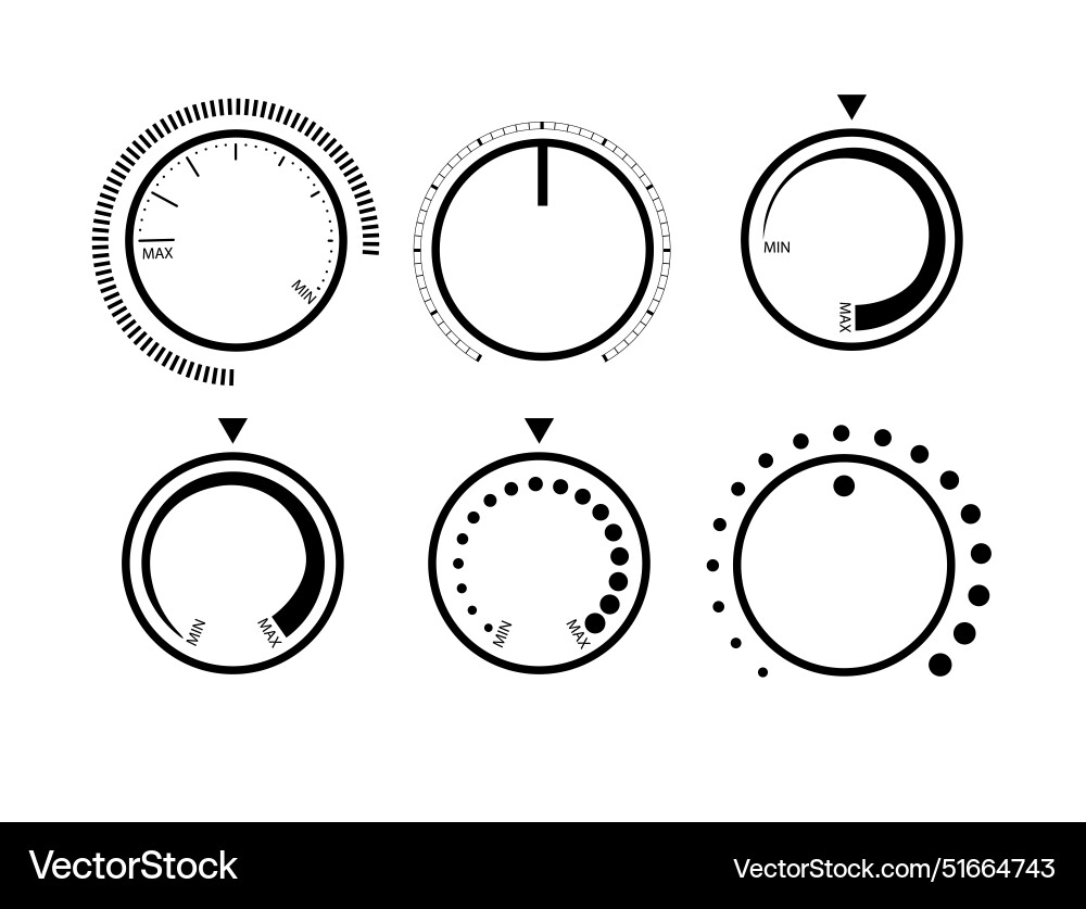 Adjustment dial rotary dials with round scale vector image