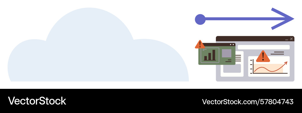 Cloud data transfer with alert warnings Cloud data transfer with alert warnings vector image