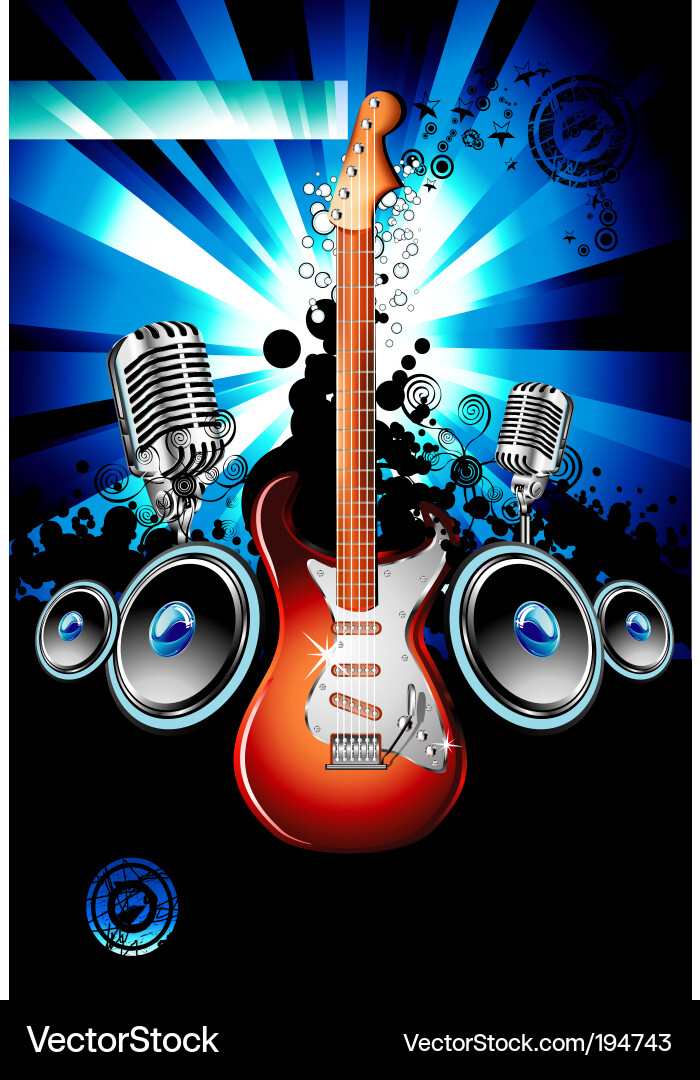 E-Gitarre Musik Hintergrund Vektorbild