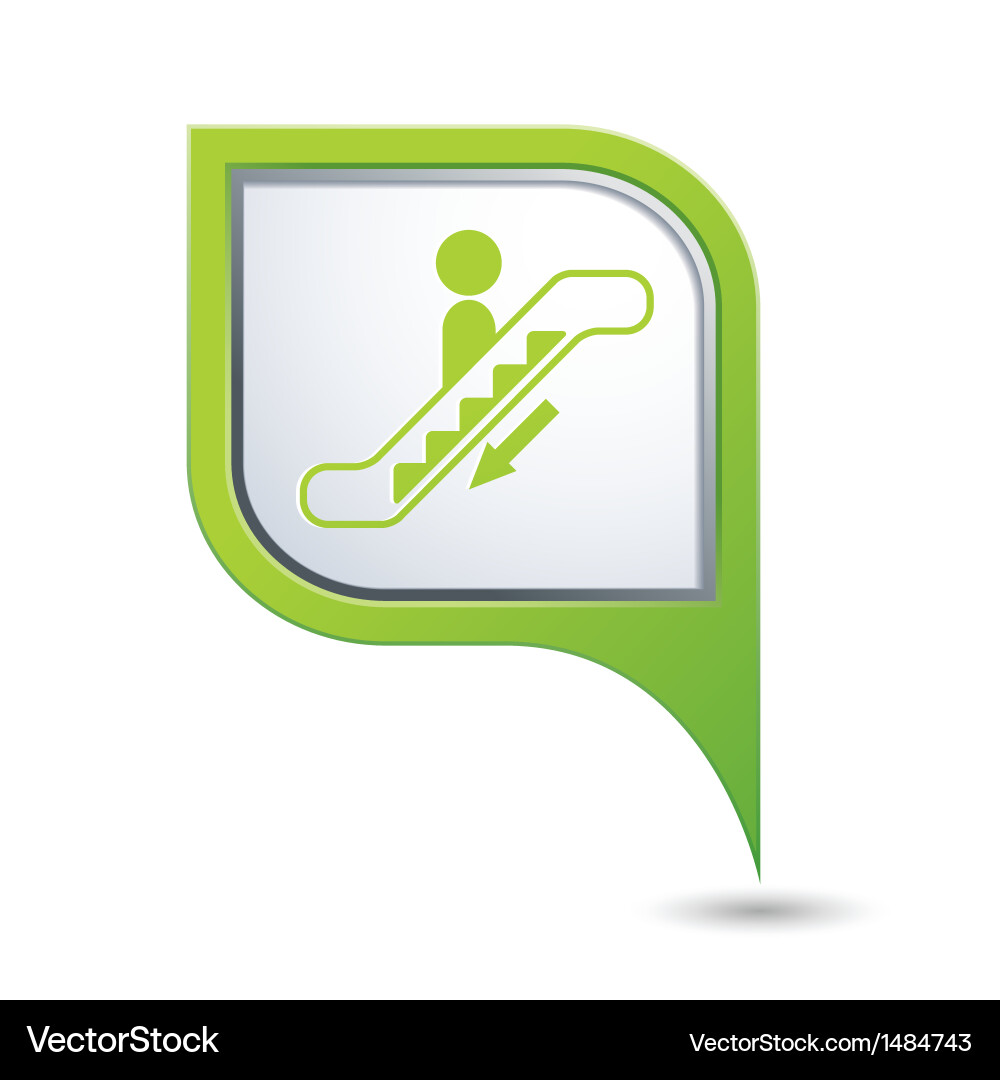 Escalator down icon on green map pointer Vector Image