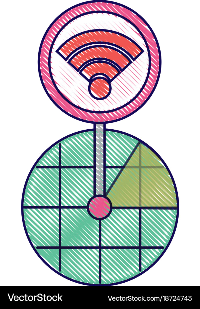 Gps navigation screen pointer map wifi connection Vector Image