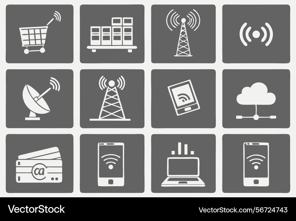 Internet connection and technology icons vector image