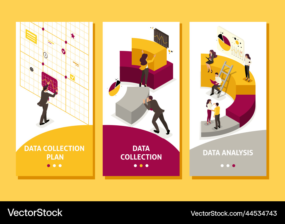 Isometric template app collecting and analyzing vector image