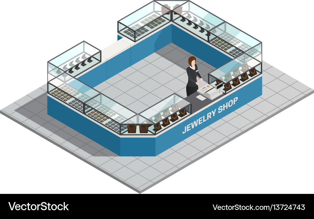 Luxury Jewelry Shop Isometric Vector Image