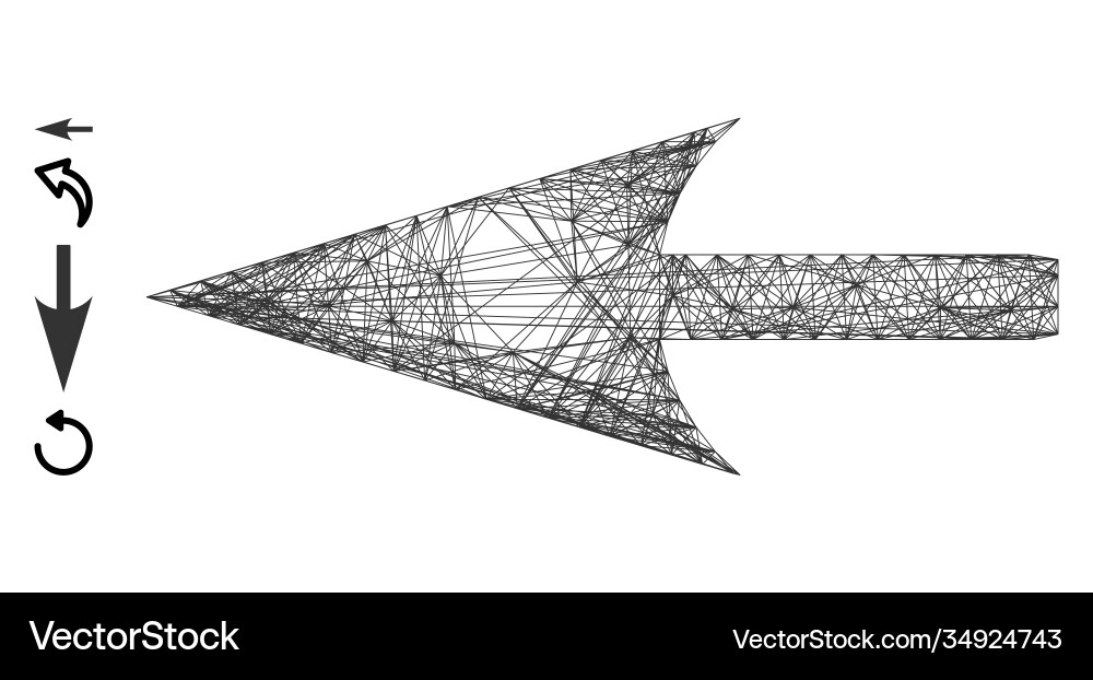 Network sharp left arrow mesh Vector Image