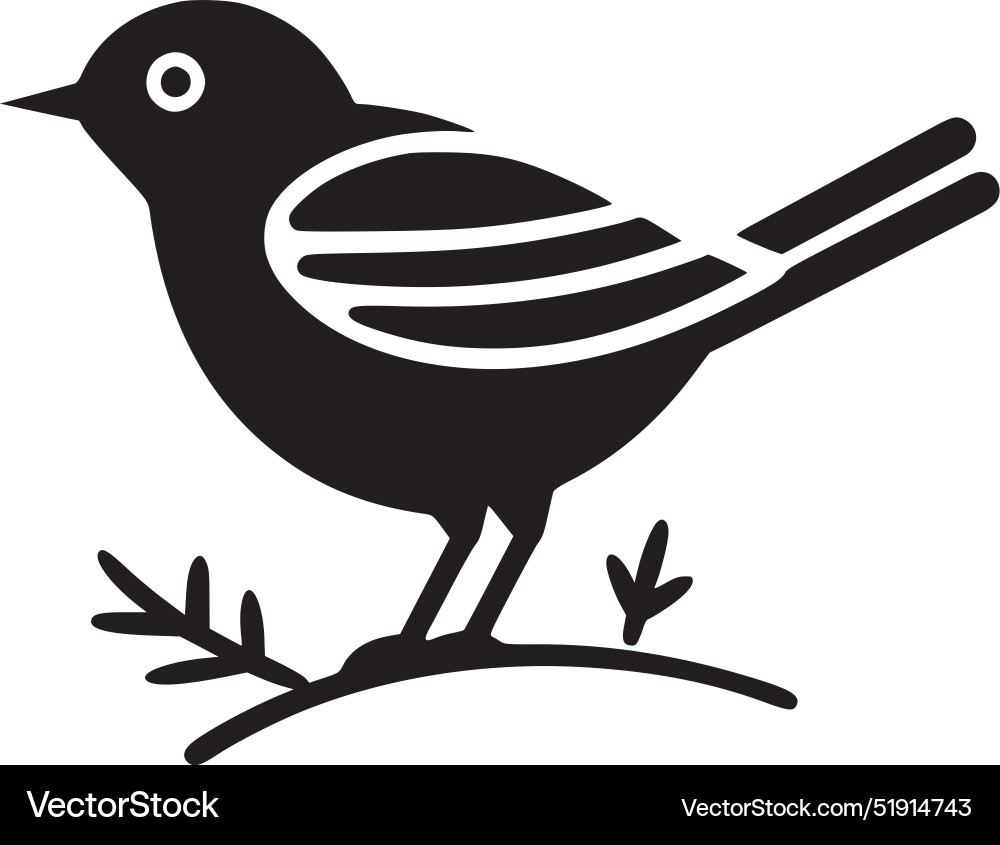Robin bird - black and white Royalty Free Vector Image