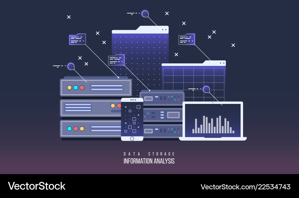 Server data center flat internet Server data center flat internet vector image