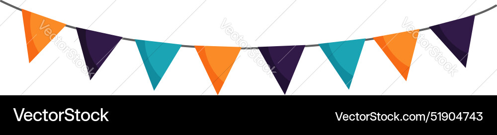 String of triangular flags hanging on a rope String of triangular flags hanging on a rope vector image