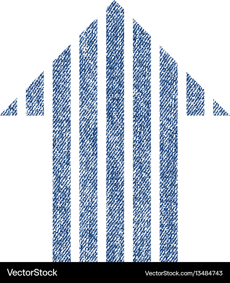 Stripe arrow up fabric textured icon Stripe arrow up fabric textured icon vector image