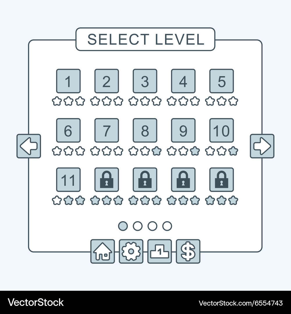 Thin line game menu level interface panels ui Vector Image