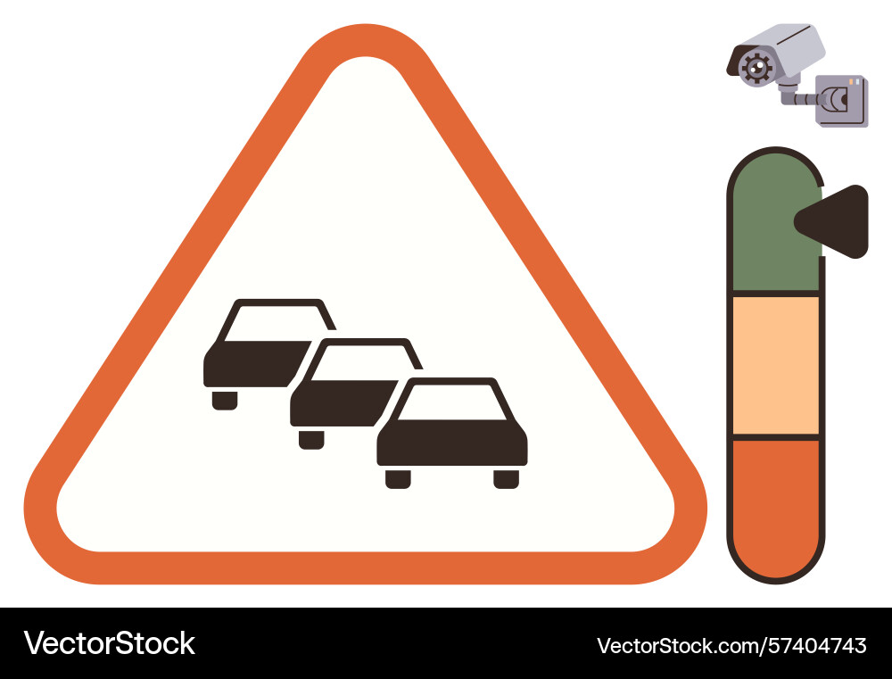 Traffic congestion warning with monitoring camera Traffic congestion warning with monitoring camera vector image