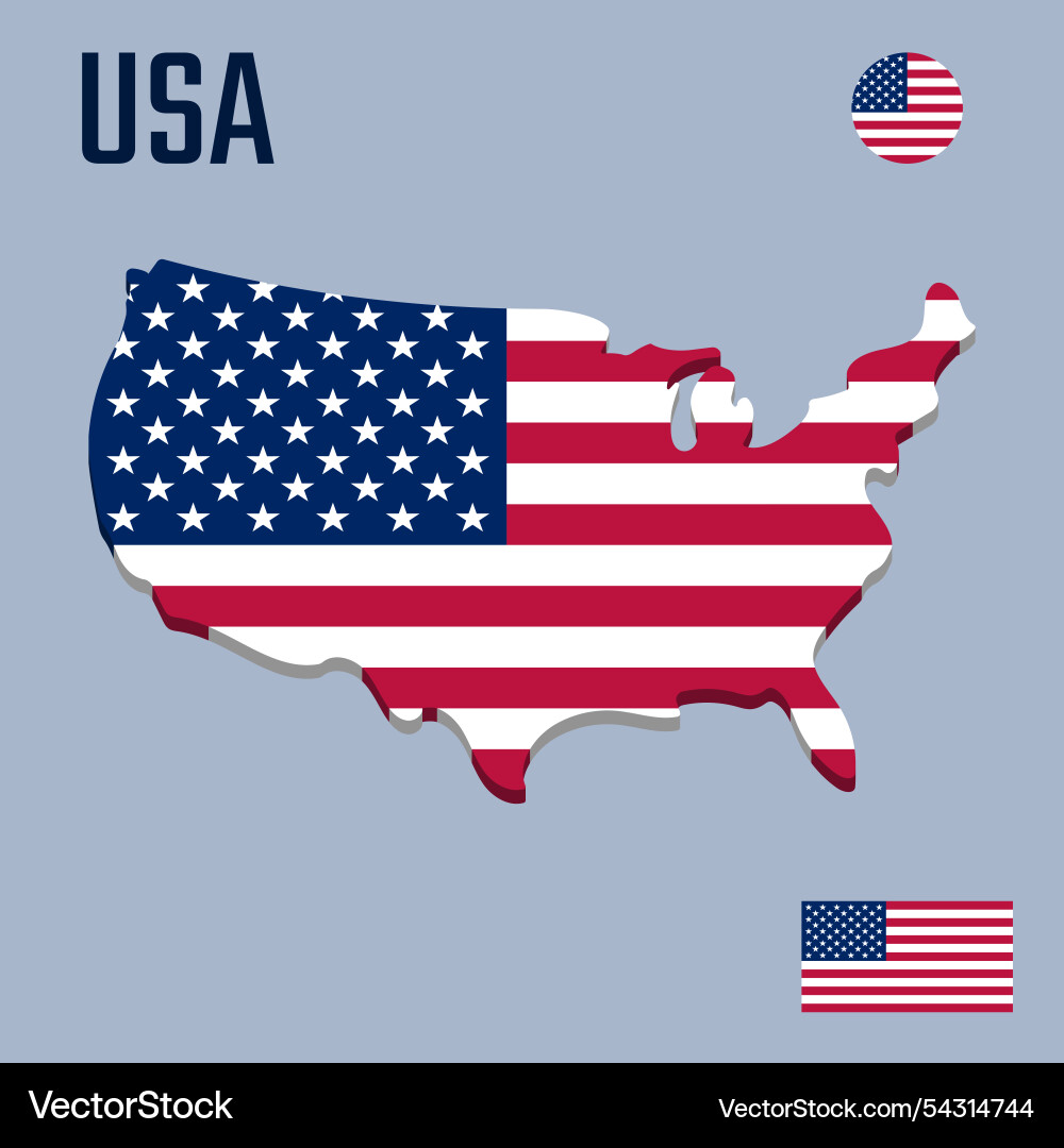3d usa map with flag three dimensional 3d usa map with flag three dimensional vector image