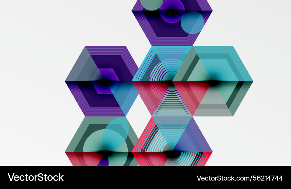Abstract geometric composition hexagons overlap Vector Image
