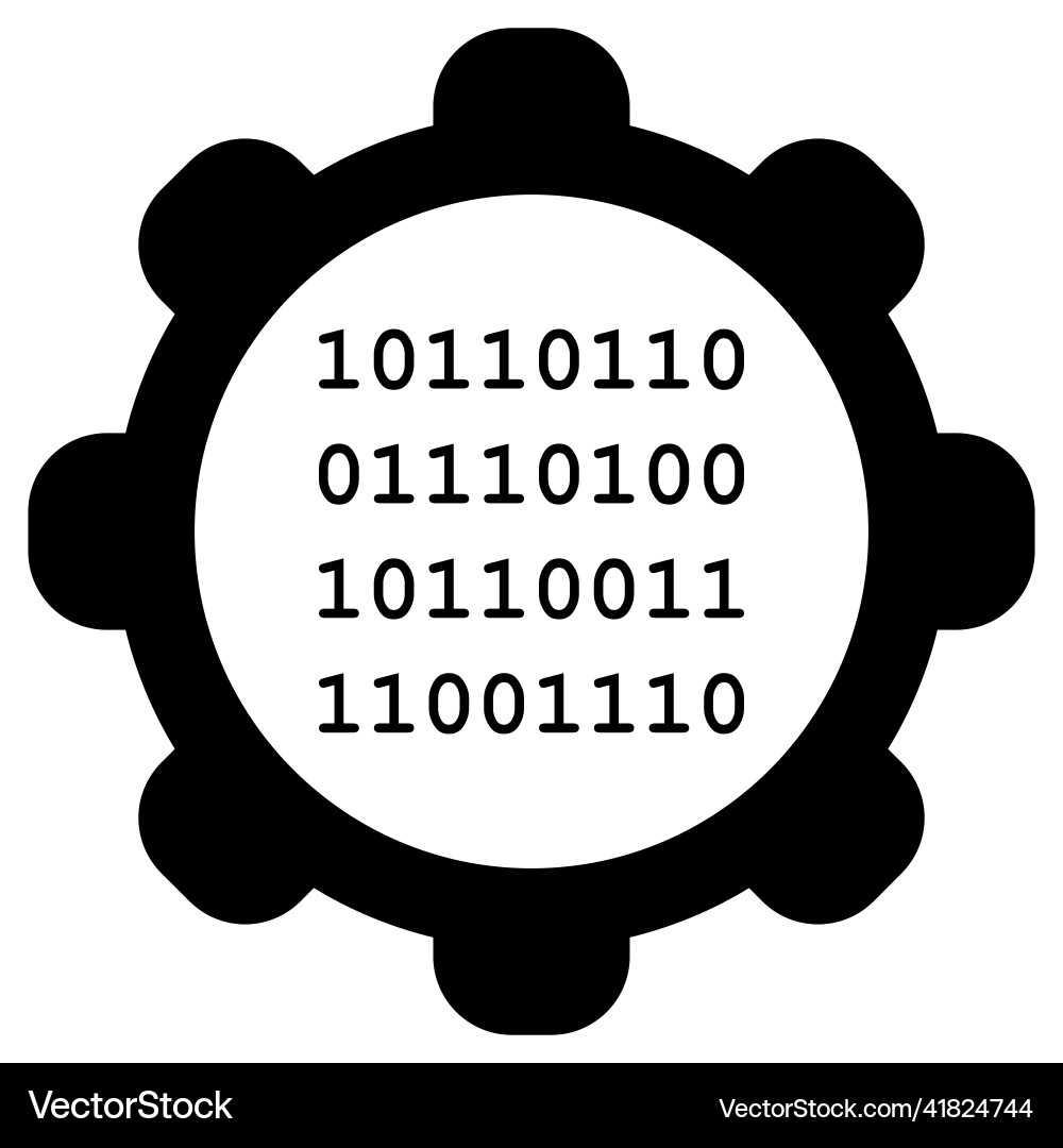 Binary code and wheel Vector Image