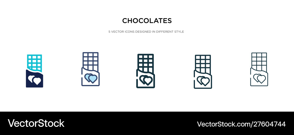 Chocolates icon in different style two colored Chocolates icon in different style two colored vector image