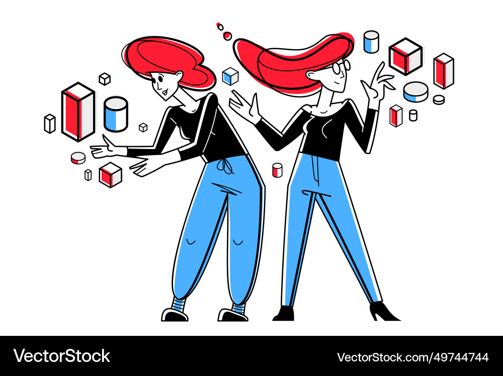 Creative workers doing some job and creating Creative workers doing some job and creating vector image