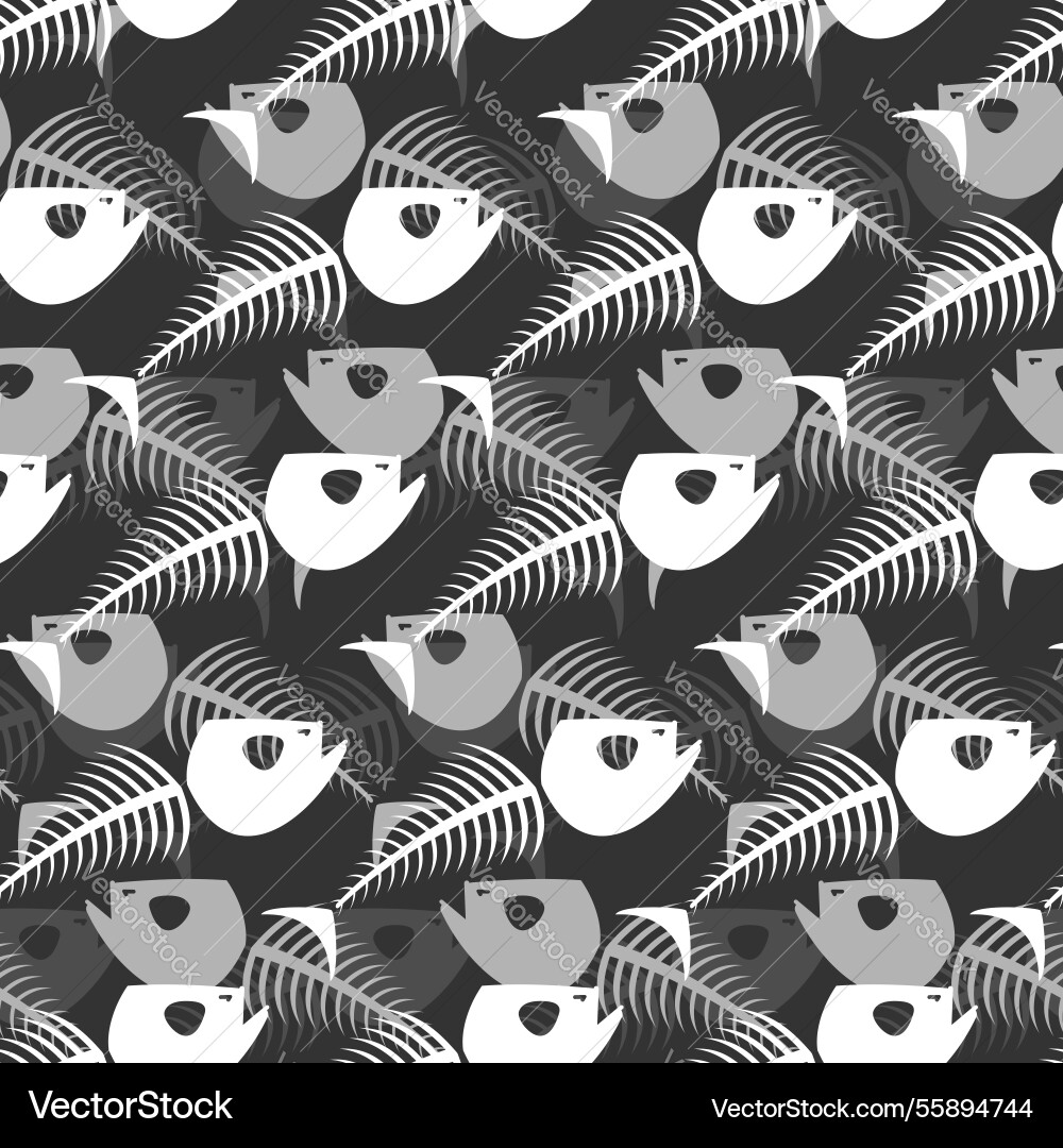 Fish skeleton pattern seamless skull Royalty Free Vector