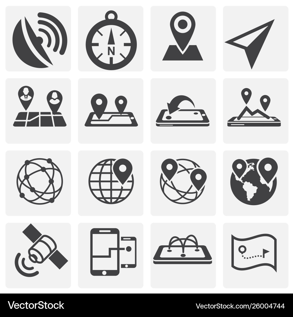 Geolocation related icons set on background Geolocation related icons set on background Vector Image