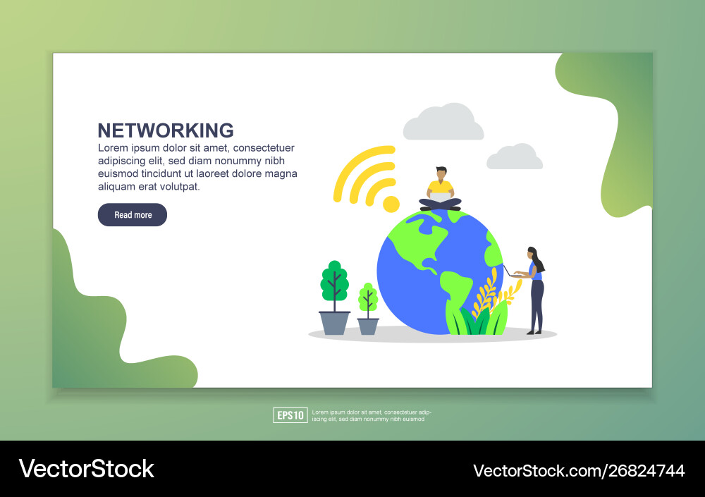 Landing page template networking modern flat Landing page template networking modern flat Vector Image
