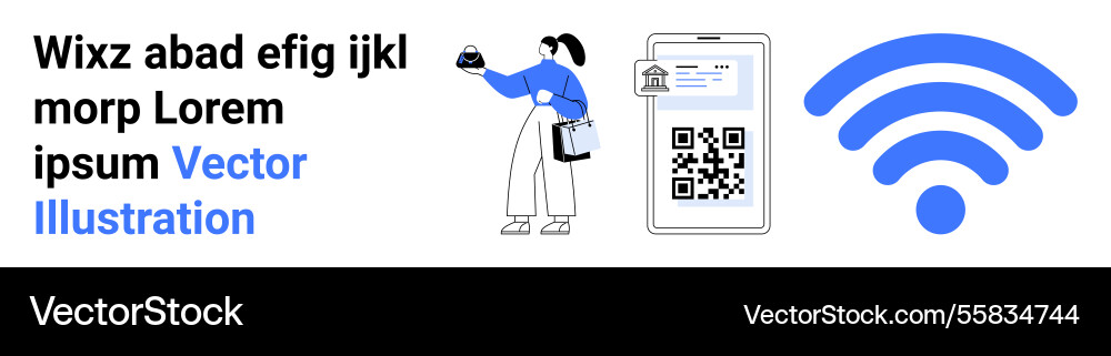 Mobile qr code scanning and wireless connectivity Vector Image