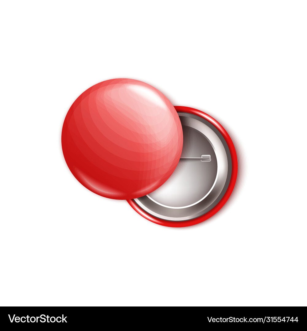 Mockup blank red round badge from front vector image