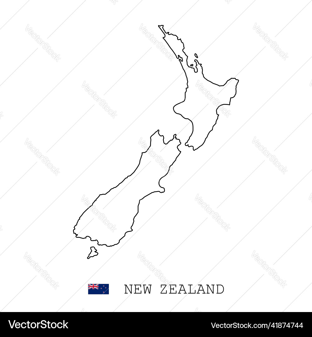 New zealand map line linear thin simple New zealand map line linear thin simple Vector Image