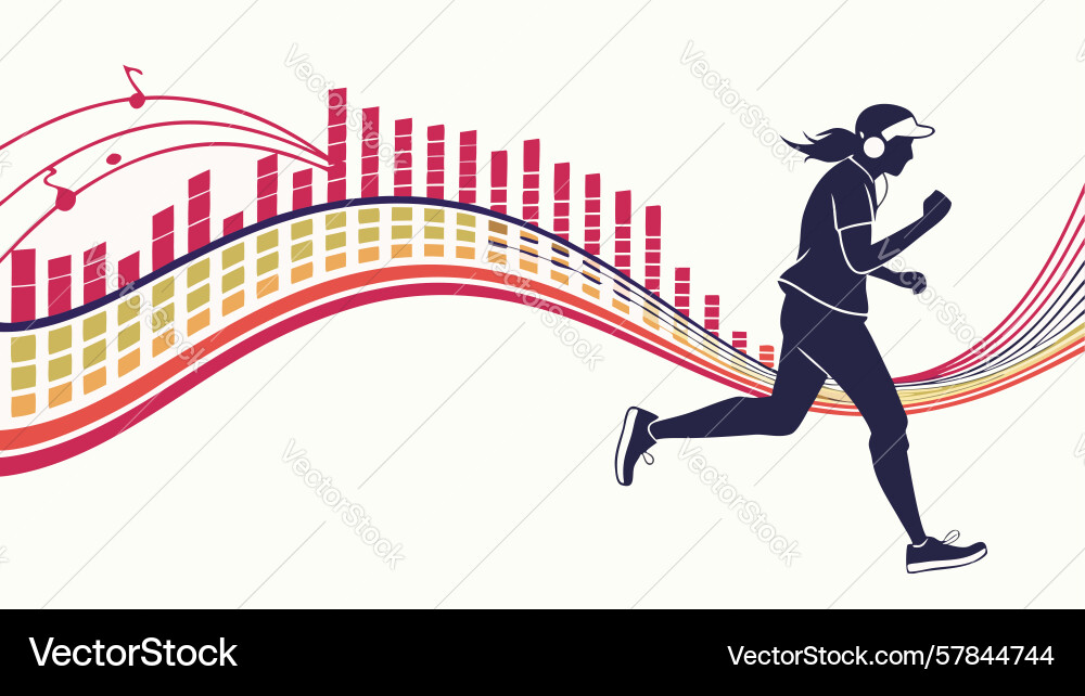 Runner with declining bar graph background design Vector Image